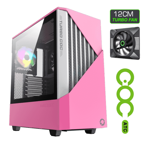 Case Gamer Gamemax Contac COC Rosado Mid Tower ARGB 3 Ventiladores