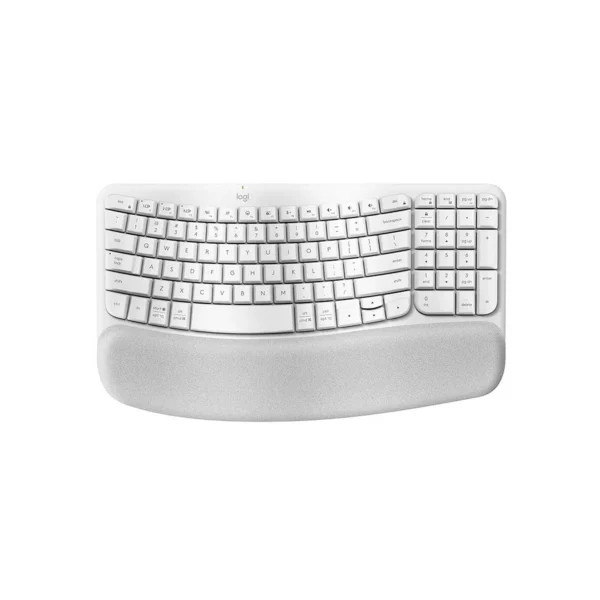 Teclado Logitech Ergonómico Wave Keys con Reposamanos Wireless USB Graphite - Blanco