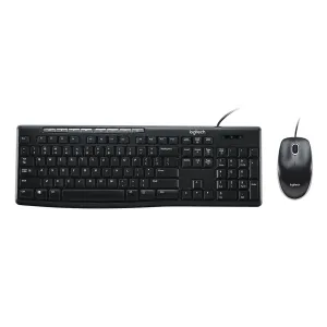 Teclado-Mouse Combo Logitech MK200 Negro USB Plug and Play Resistente a Salpicaduras