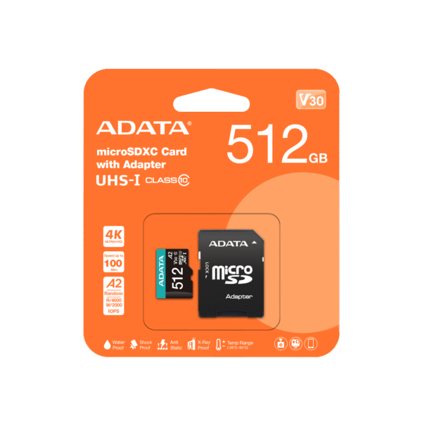 Tarjeta SD Adata 512GB Class 10 UHS-I U3 Clase 10 V30 A2