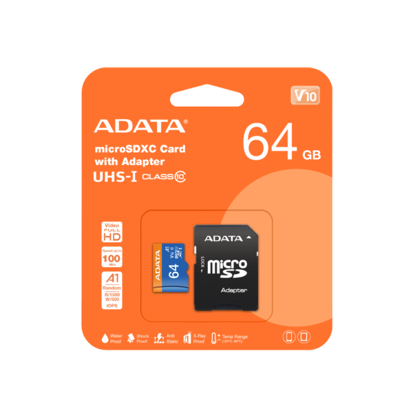 Tarjeta SD Adata 64GB Class 10 UHS-I Clase 10 V10 A1